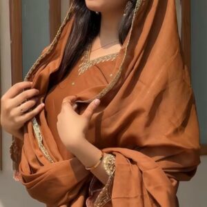 ZSR-3116 designer partywear top and plazzo set with moti work dupatta by Tehzeeb Threads