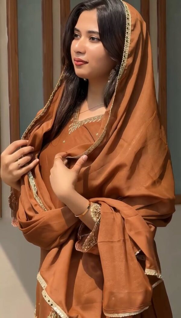 ZSR-3116 designer partywear top and plazzo set with moti work dupatta by Tehzeeb Threads