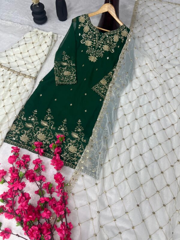 TZ 3183 – Faux Georgette Silk Designer Sharara Set By Tehzeeb Threads