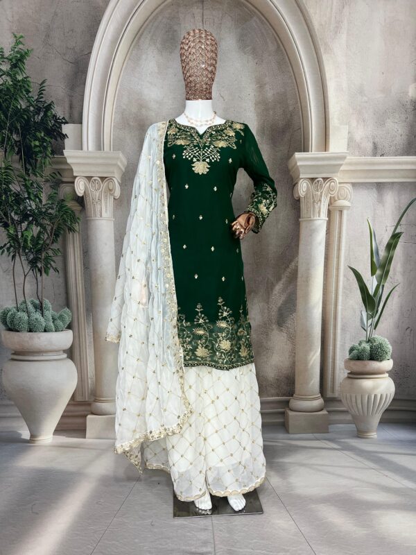 TZ 3183 – Faux Georgette Silk Designer Sharara Set By Tehzeeb Threads