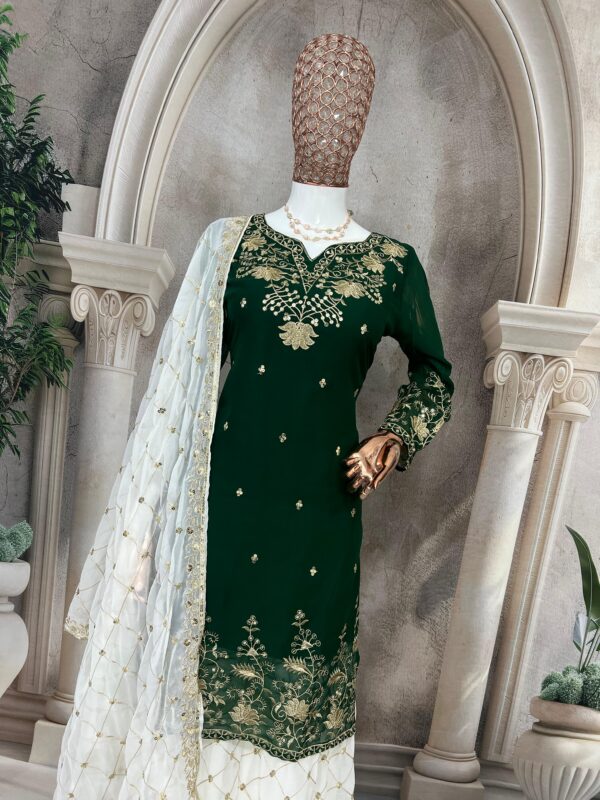 TZ 3183 – Faux Georgette Silk Designer Sharara Set By Tehzeeb Threads