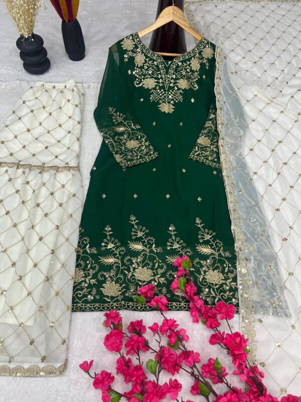 TZ 3183 – Faux Georgette Silk Designer Sharara Set By Tehzeeb Threads