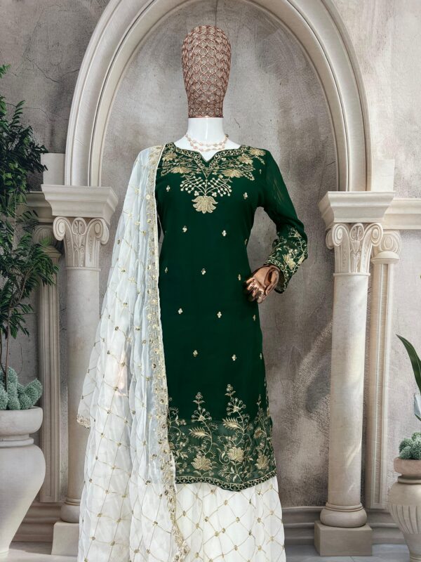 TZ 3183 – Faux Georgette Silk Designer Sharara Set By Tehzeeb Threads